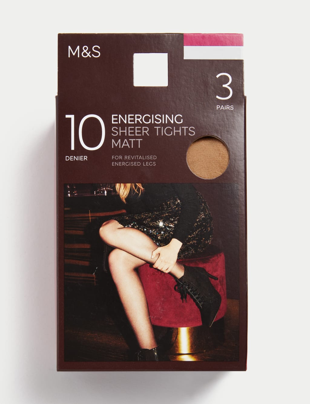 3pk 10 Denier Energising Sheer Tights 1 of 4