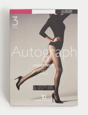 3pk 10 Denier Ladder Resist Matt Tights Autograph M S