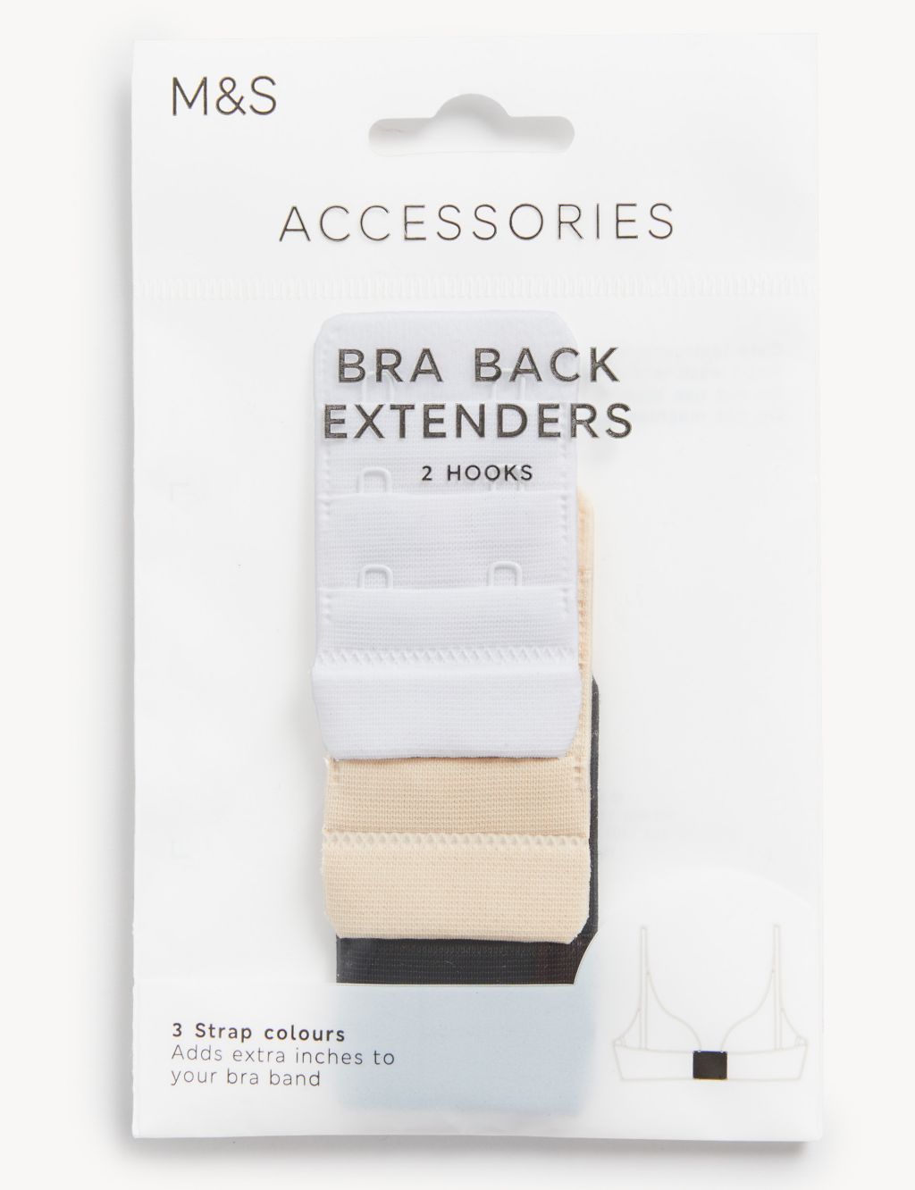 Pack of 2 - Bra Extenders - Elastic 2 Hook Soft Bra Extension (SKIN & BLACK)
