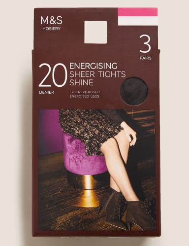3pk 20 Denier Energising Sheer Tights 1 of 2