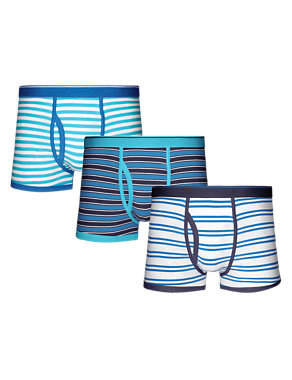3pk 4-Way Stretch Cotton Cool & Fresh™ Striped Trunks with StayNEW™ Image 2 of 3