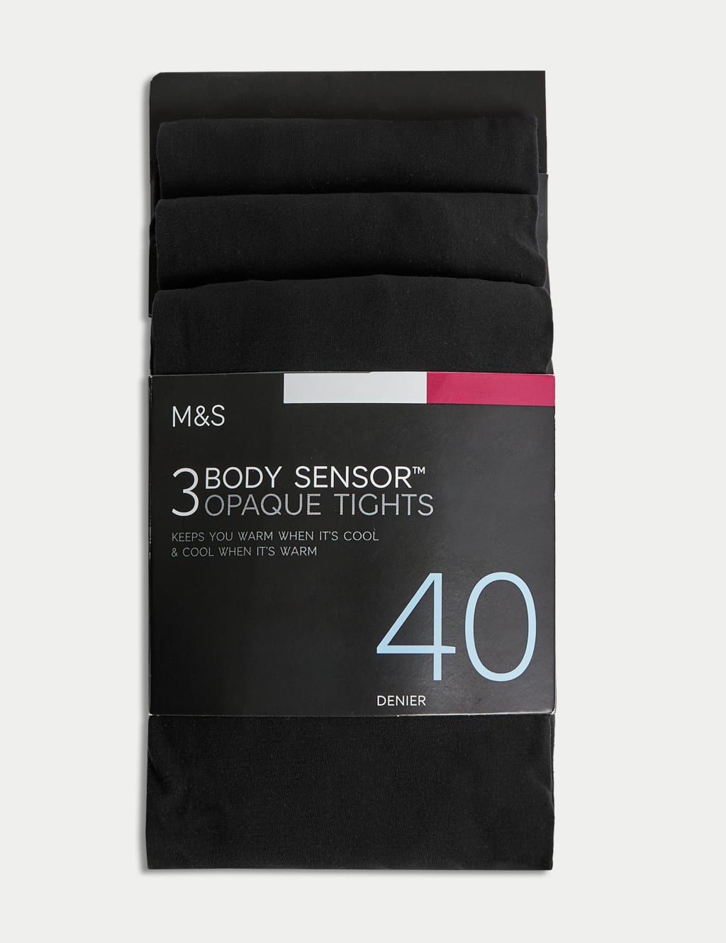 M&S Womens Collection 40 Denier Body Sensor Tights, 3 Pack, Black