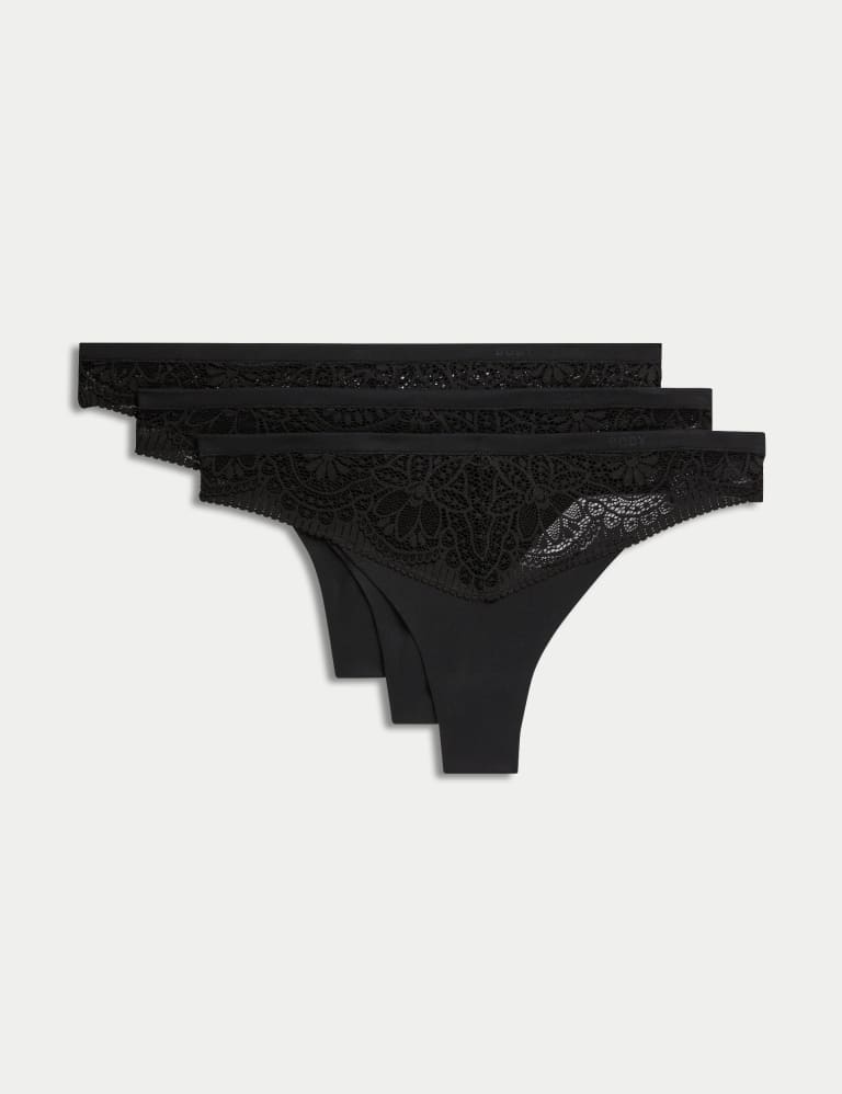 3pk Body Soft™ Lace Thongs 1 of 2