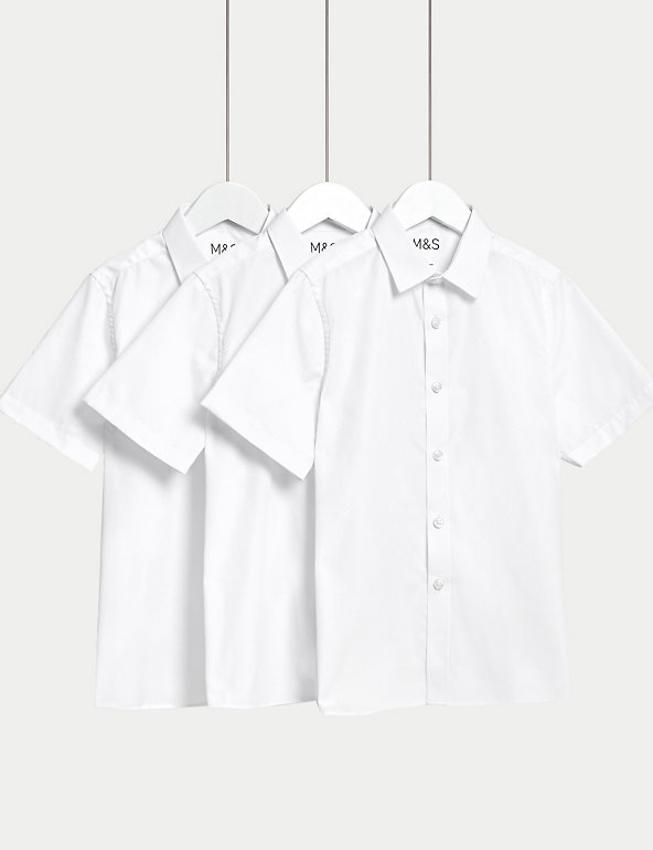 Boys School Shirts 5 Pack Long Short Sleeve Shirts White Age 3-18 School Uniform 