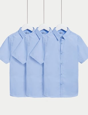3pk Boys' Slim Easy Iron School Shirts (2-16 Yrs) Image 2 of 5