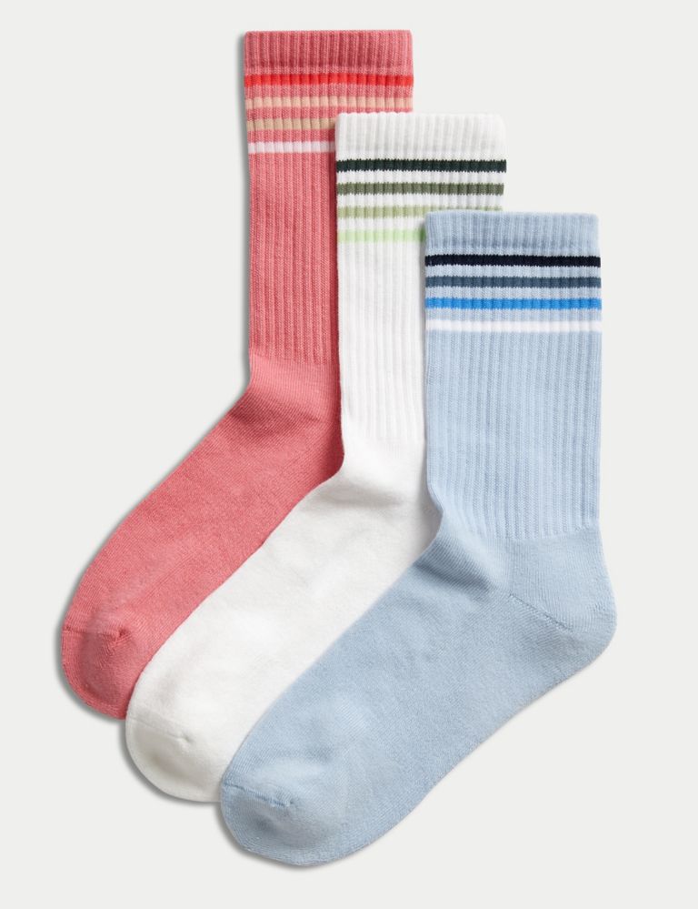 3pk Cotton Blend Ankle High Socks 1 of 2