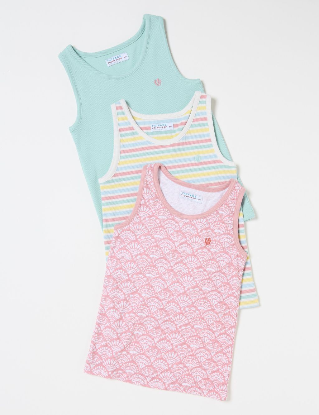 3pk Cotton Blend Ribbed Vests (3-13 Yrs) 1 of 6
