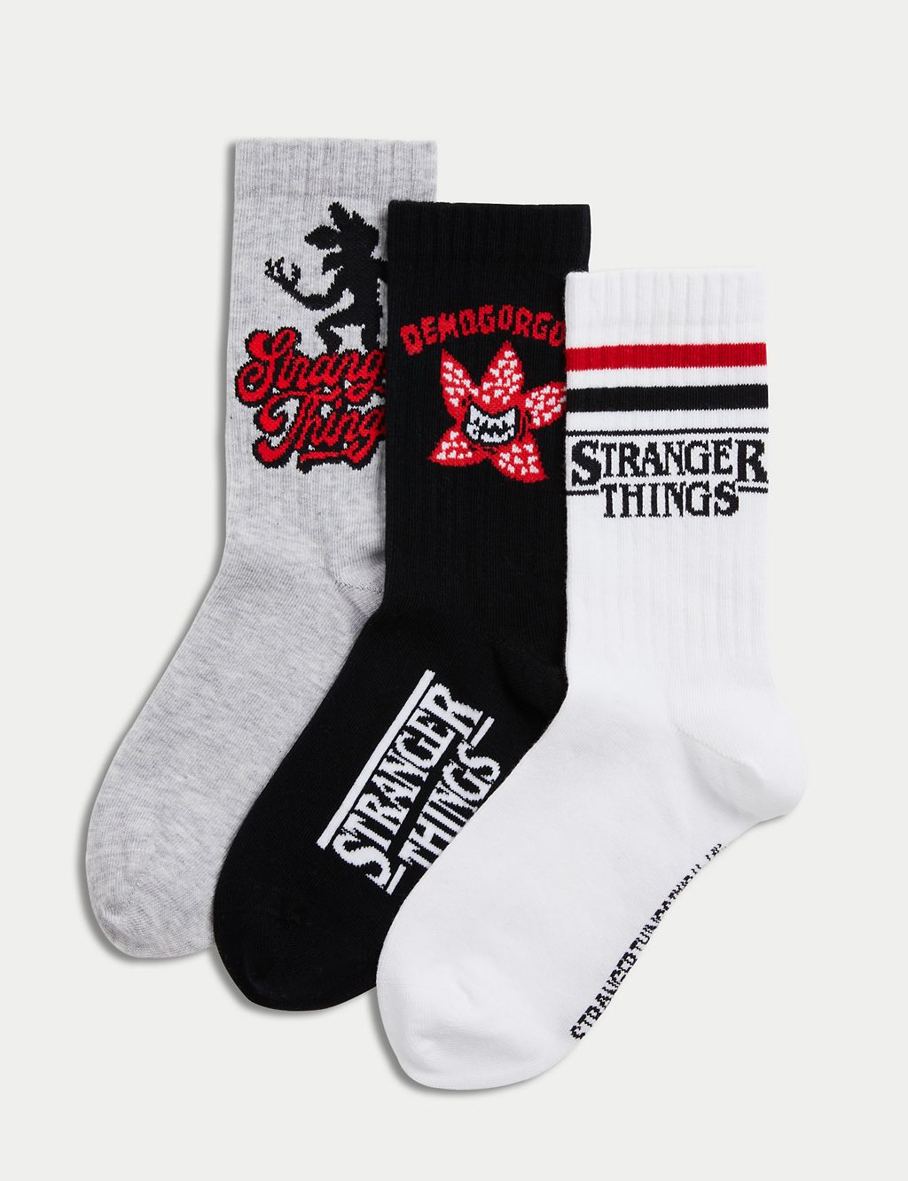 3pk Cotton Blend Stranger Things™ Ribbed Socks (12.5 Large - 7 Large) 1 of 2