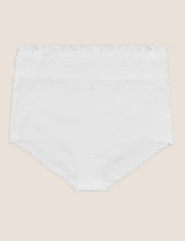 M&S HIGH RISE SHORTS KNICKERS NINA LACE COLLECTION 3 PAIR SIZE 20 WHITE BNWT