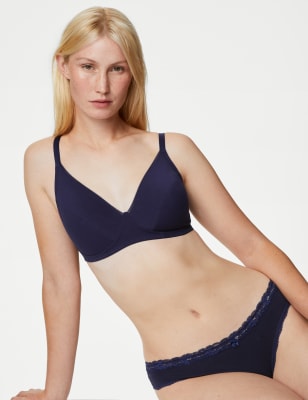 MARKS & SPENCER Cotton Mix Embroidered Bra T337020XFRESH BLUE (40D) Women  Full Coverage Non Padded Bra - Buy MARKS & SPENCER Cotton Mix Embroidered  Bra T337020XFRESH BLUE (40D) Women Full Coverage Non