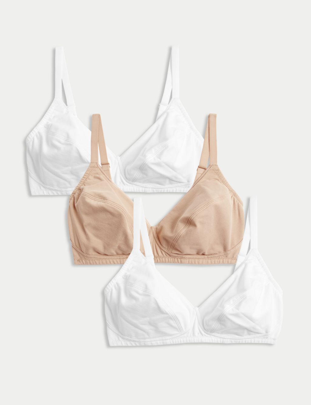 3pk Cotton Non Wired Full Cup Bras A-E 3 of 7