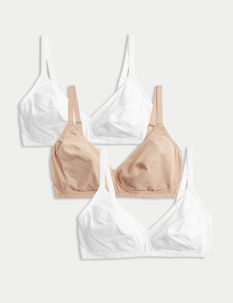 3pk Cotton Non Wired Full Cup Bras A-E 1 of 7