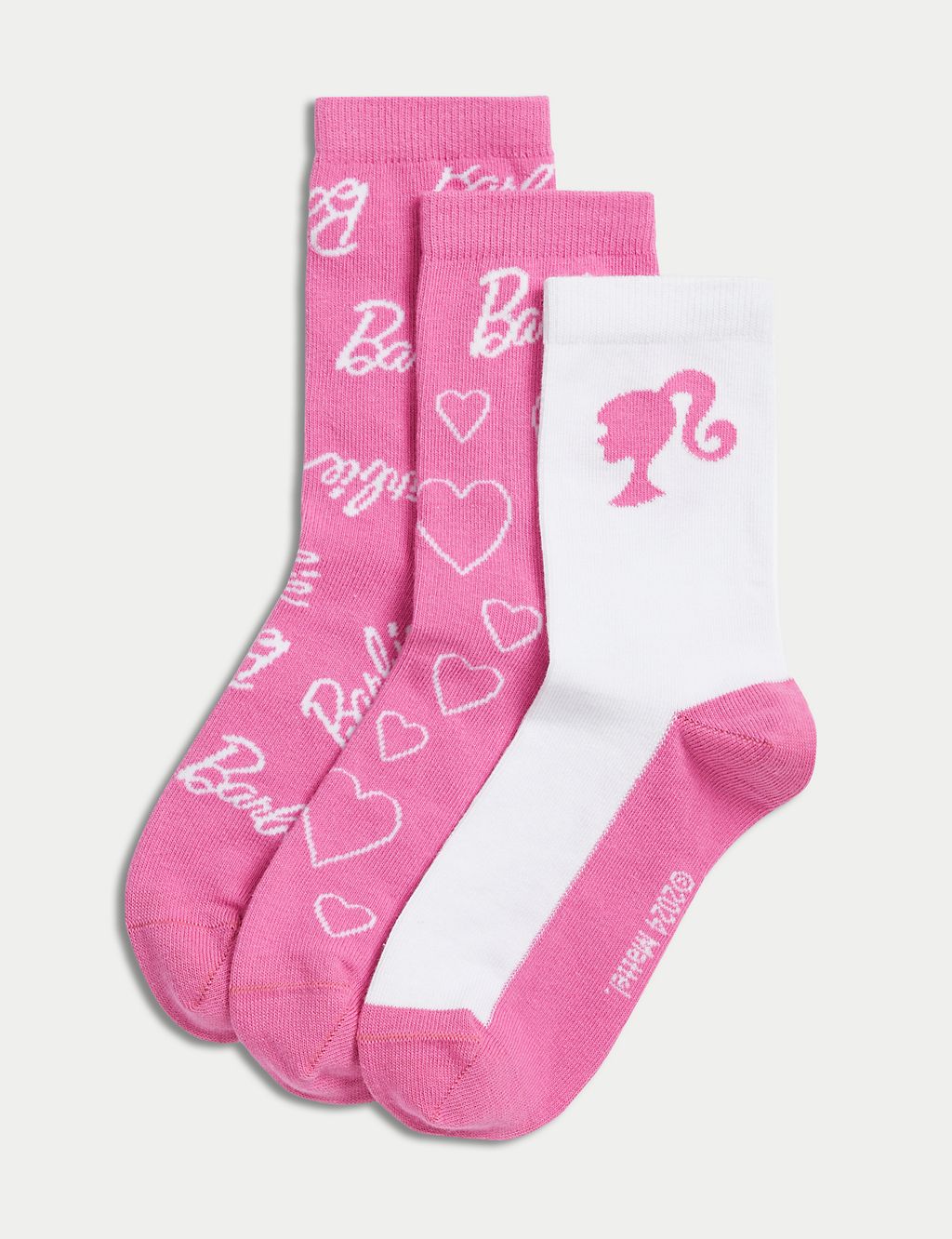 3pk Cotton Rich Barbie™ Socks (6 Small - 7 Large) 1 of 2