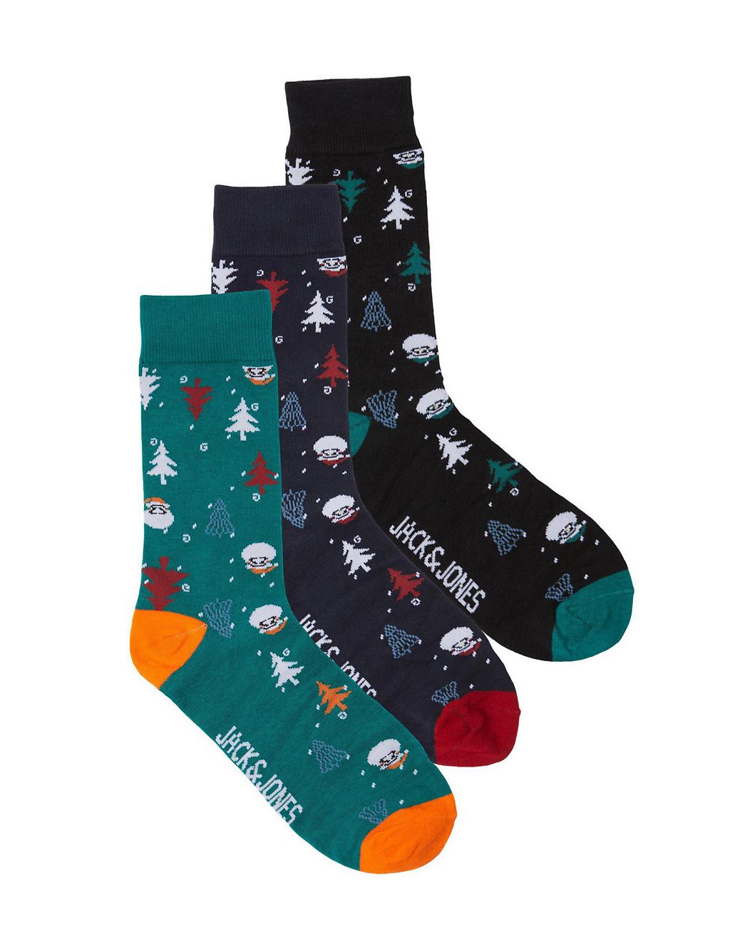3pk Cotton Rich Christmas Socks Gift Box QT | JACK & JONES JUNIOR | M&S