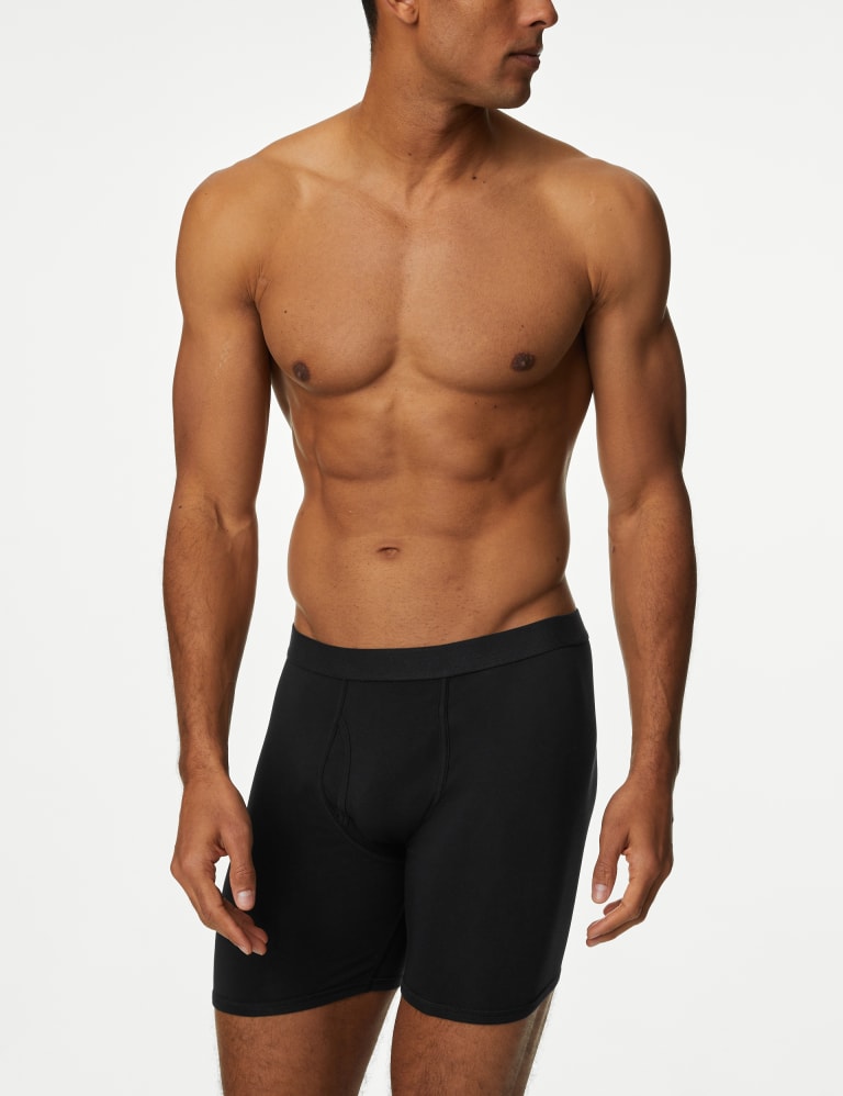 3pk Cotton Rich Cool & Fresh™ Longer Length Trunks | M&S Collection | M&S