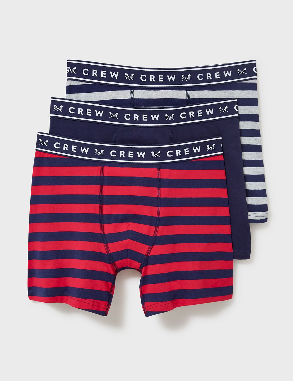 3pk Cotton Rich Jersey Striped Boxers | Crew Clothing | M&S