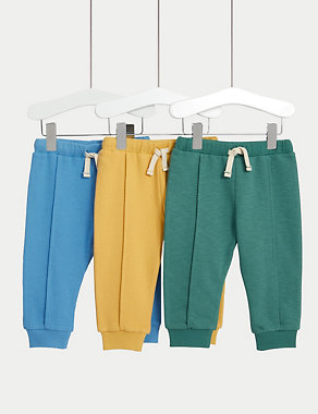 3pk Cotton Rich Joggers (0-3 Yrs) Image 2 of 5