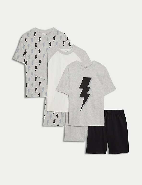 3pk Cotton Rich Lightning Pyjama Sets (6-16 Yrs) Image 1 of 1