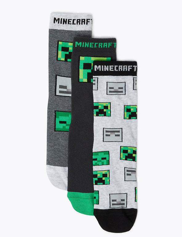 3pk Cotton Rich Minecraft™ Socks Image 1 of 1