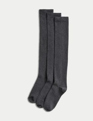 3pk Cotton Rich Over the Knee Socks, M&S Collection