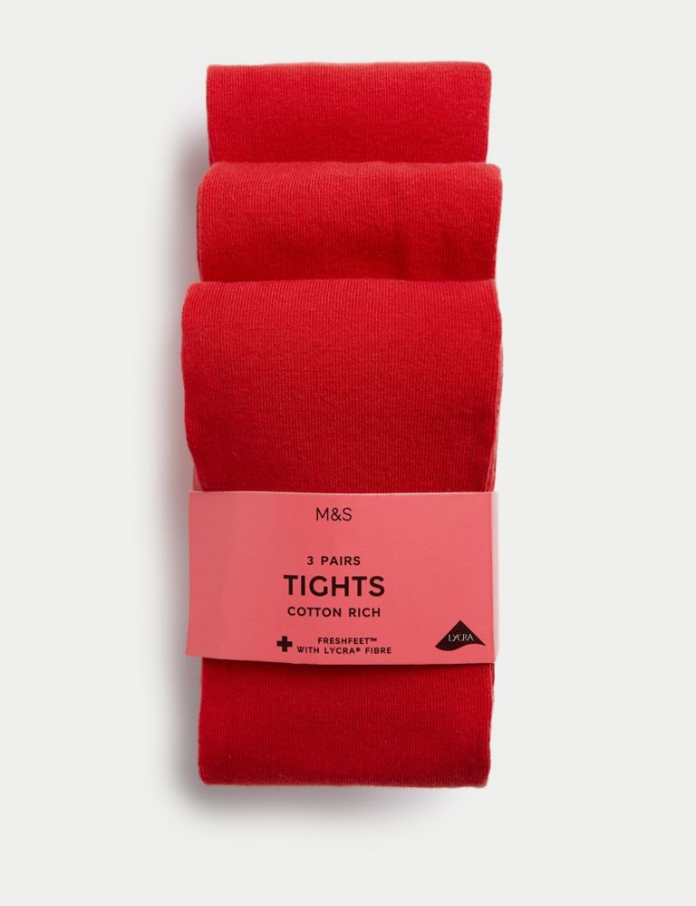 3pk Cotton Rich School Tights (3-14 Yrs), M&S Collection