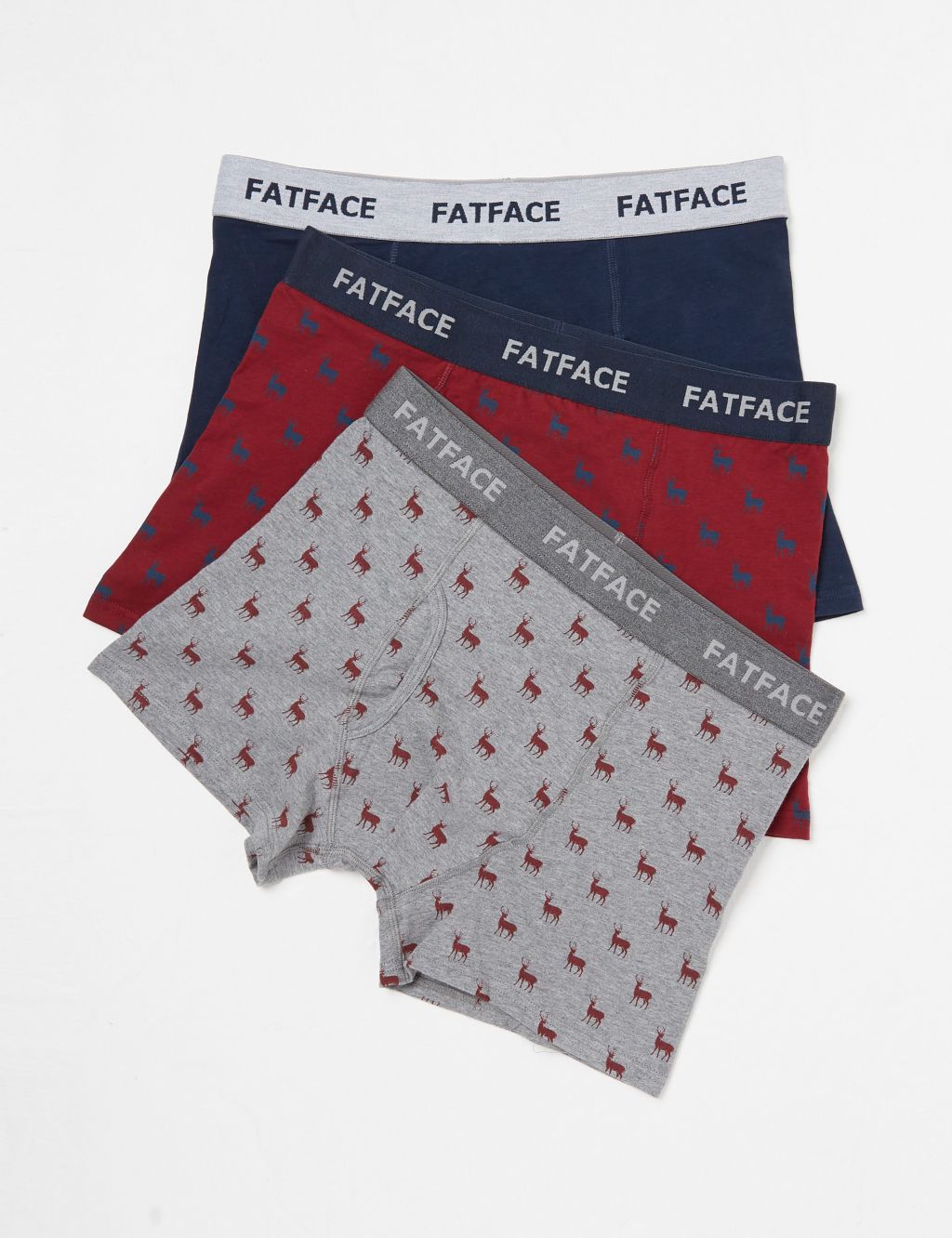 3pk Cotton Rich Stag Print Boxers | FatFace | M&S