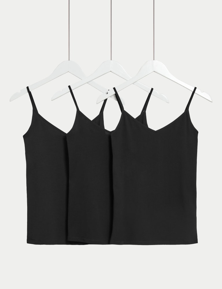 3pk Cotton Rich Strappy Vests 1 of 5