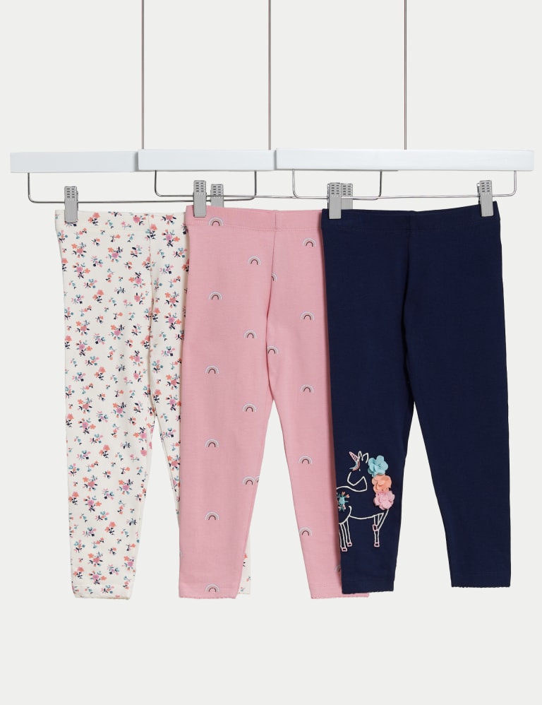 5pk Cotton Rich Leggings with Stretch (6-16 Yrs), M&S Collection