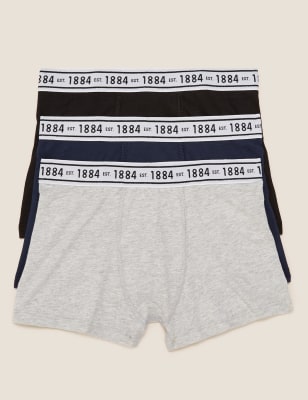 3pk Cotton Rich With Stretch Plain Trunks (6-16 Yrs) Image 1 of 1