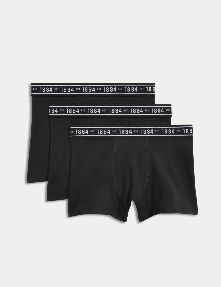 3pk Cotton Rich with Lycra® Trunks (6-16 Yrs), M&S Collection