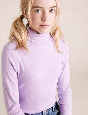 3pk Cotton Roll Neck Tops (6-16 Yrs) Image 2 of 5