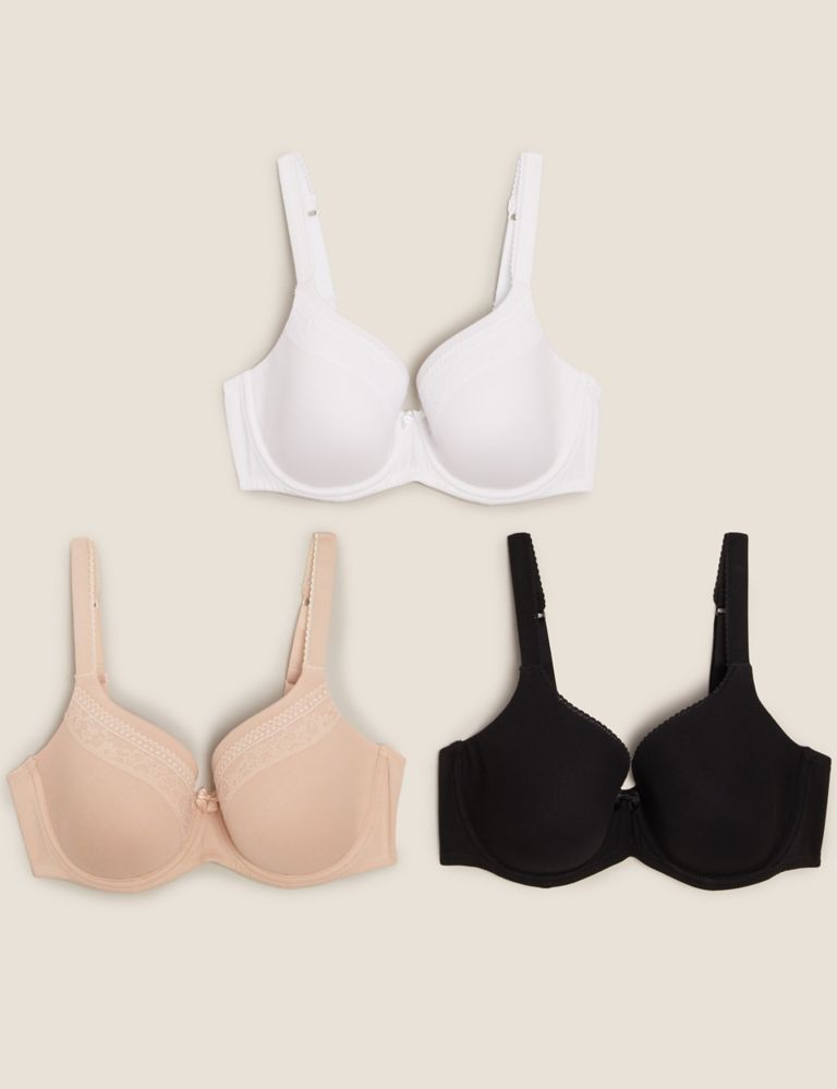 3pk Cotton Wired Full Cup Bras A-E 1 of 1