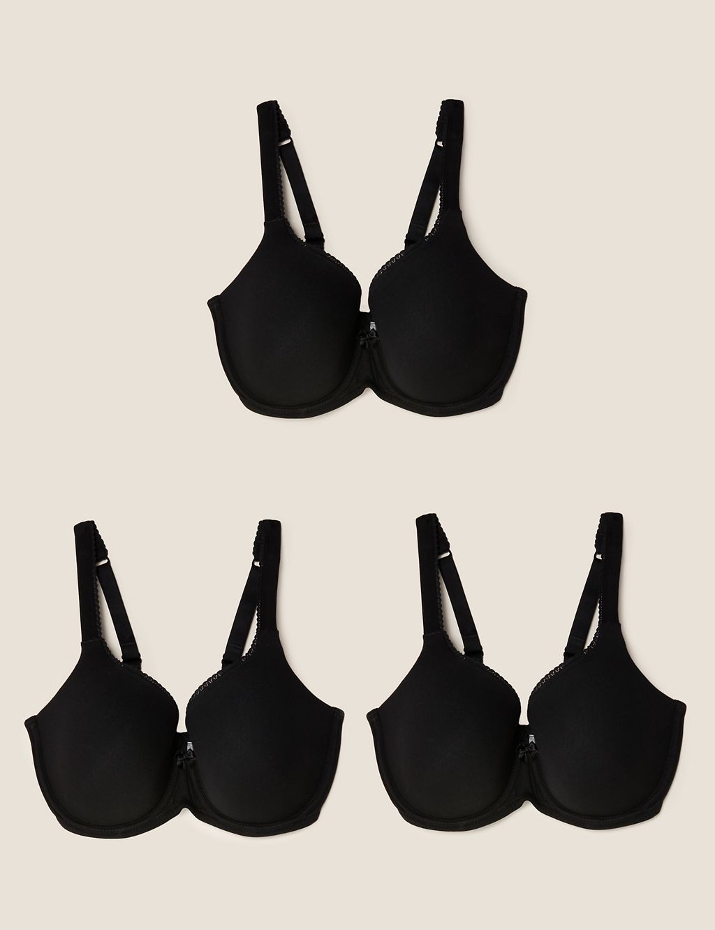 3pk Cotton Wired Full Cup Bras A-E 1 of 4