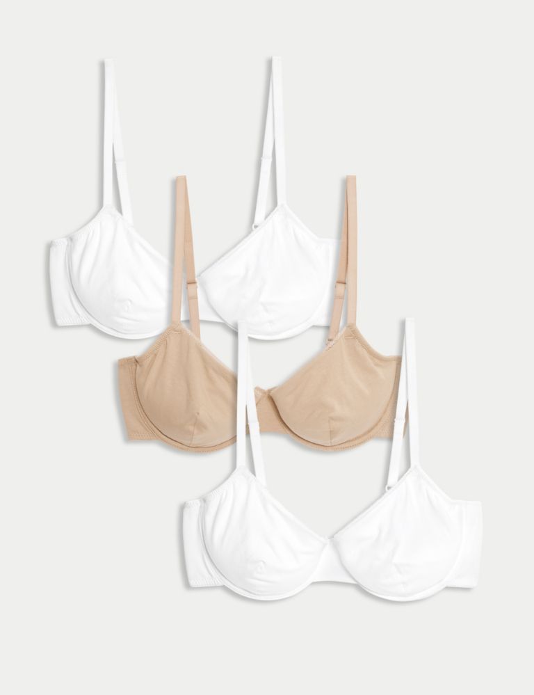 3pk Cotton Wired Full Cup Bras A-E 1 of 7