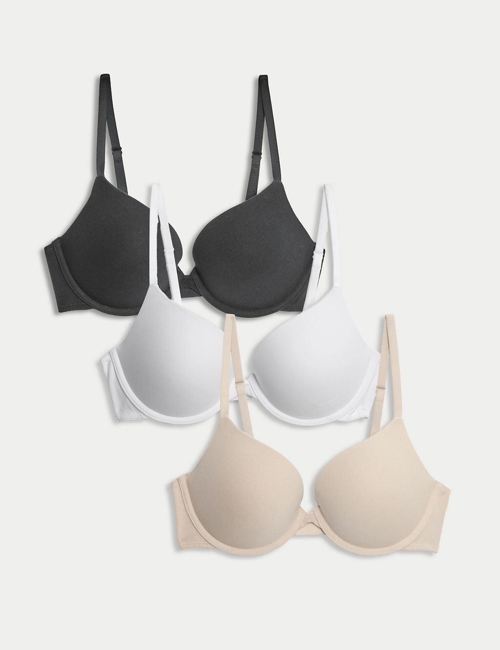 3pk Cotton Wired Push-Up Bras A-E 3 of 7