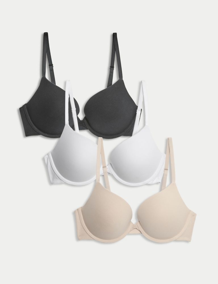 3pk Cotton Wired Push-Up Bras A-E 1 of 7
