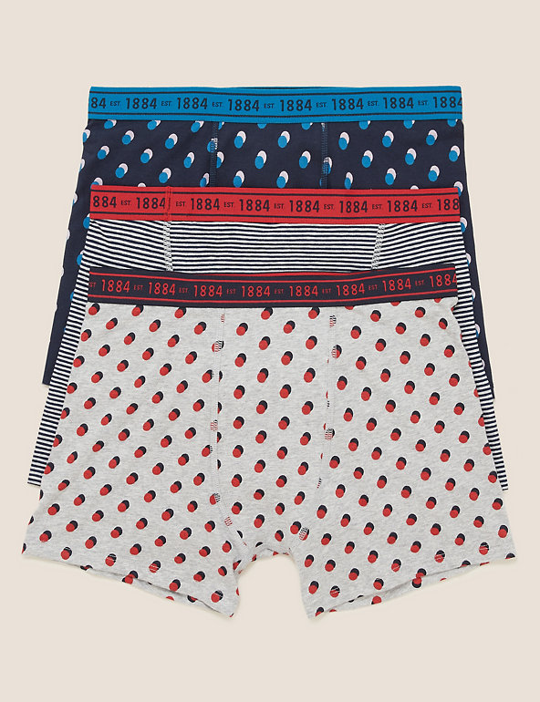 3pk Cotton with Lycra® Patterned Trunks (6-16 Yrs) Image 1 of 1
