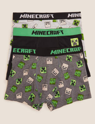 Boys Black 3pk Minecraft Trunks