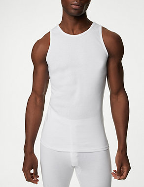 3pk Essential Cotton Sleeveless Vests Image 2 of 4