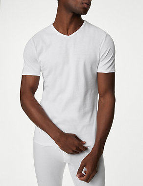 3pk Essential Cotton V-Neck T-Shirt Vests Image 2 of 5