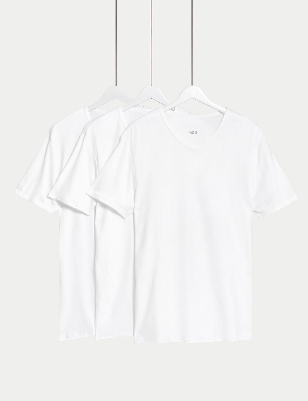 3pk Essential Cotton V-Neck T-Shirt Vests 3 of 4