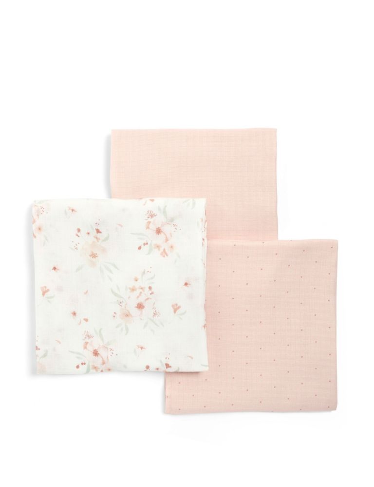 3pk Floral Large Muslin Cloths 1 of 1