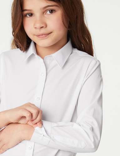 3pk Girls' Easy Dressing Easy Iron School Shirts (3-18 Yrs) 4 of 5