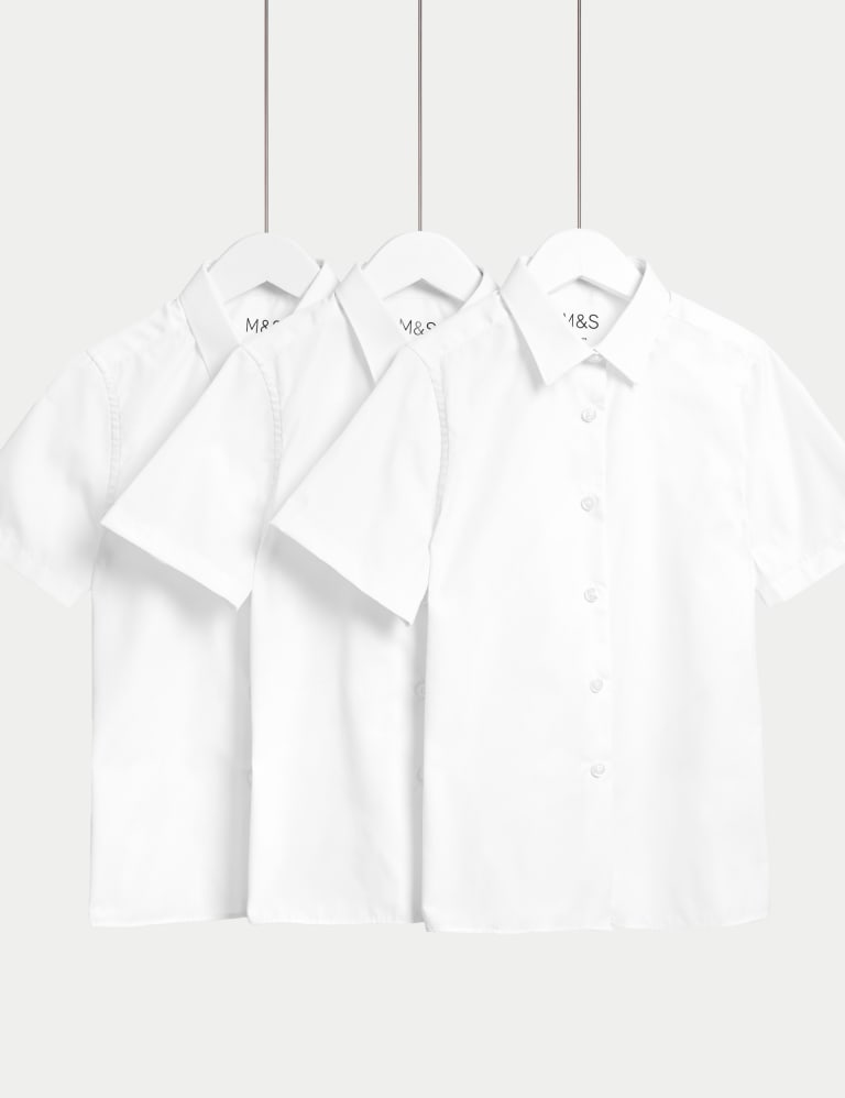 3pk Girls Easy Iron School Shirts 2 16 Yrs M S Collection M S
