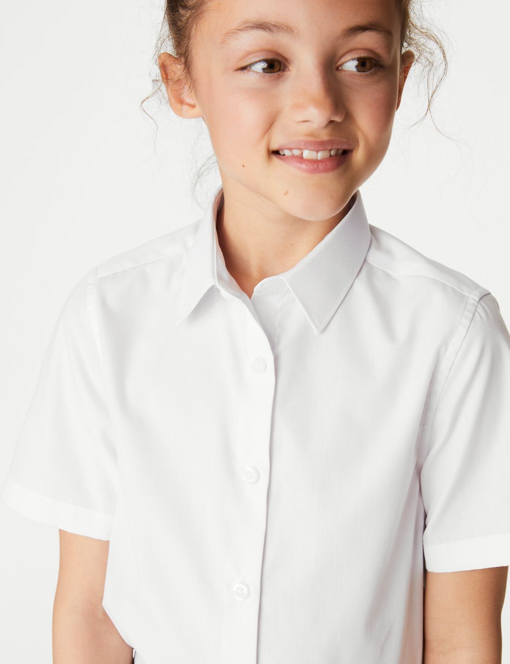 3pk Girls' Longer Length Easy Iron School Shirts (4-18 Yrs) | M&S ...