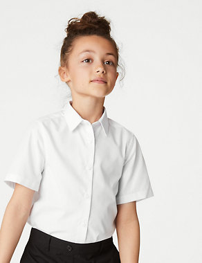 3pk Girls' Plus Fit Easy Iron School Shirts (4-18 Yrs) Image 2 of 5