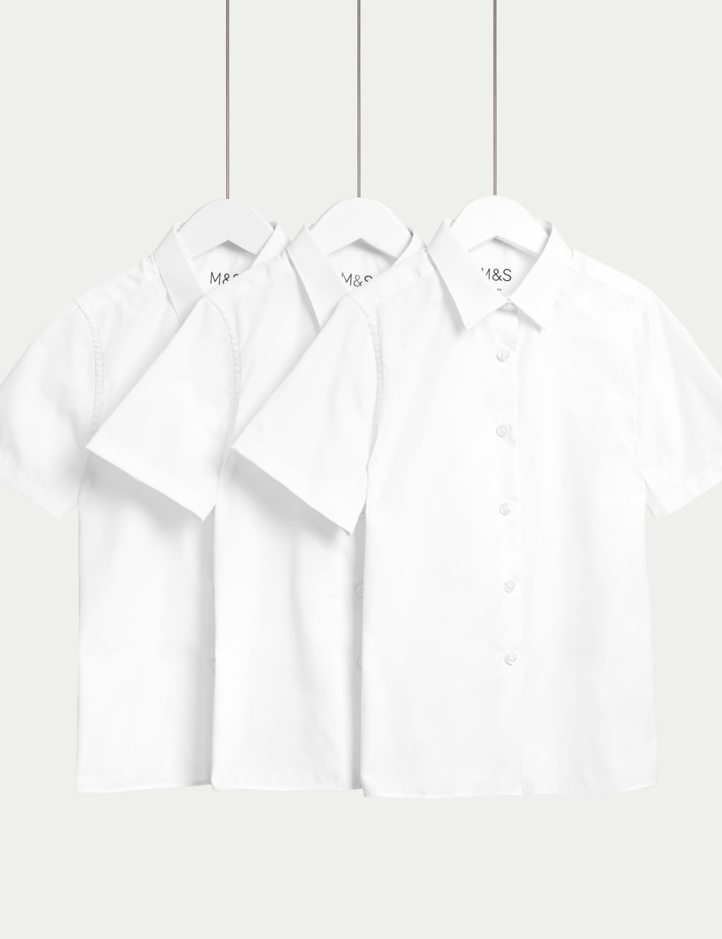 3pk Girls' Plus Fit Easy Iron School Shirts (4-18 Yrs) 1 of 5