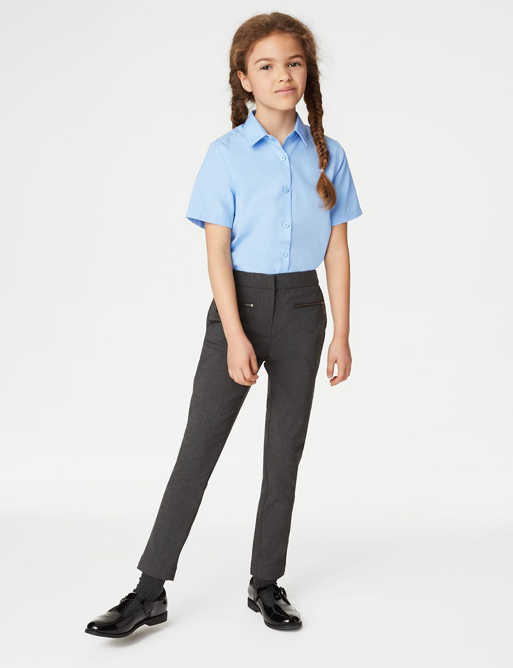 3pk Girls' Slim Fit Easy Iron School Shirts (2-16 Yrs) 2 of 5