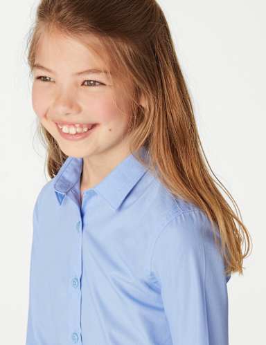 3pk Girls' Slim Fit Easy Iron School Shirts (2-16 Yrs) 3 of 5