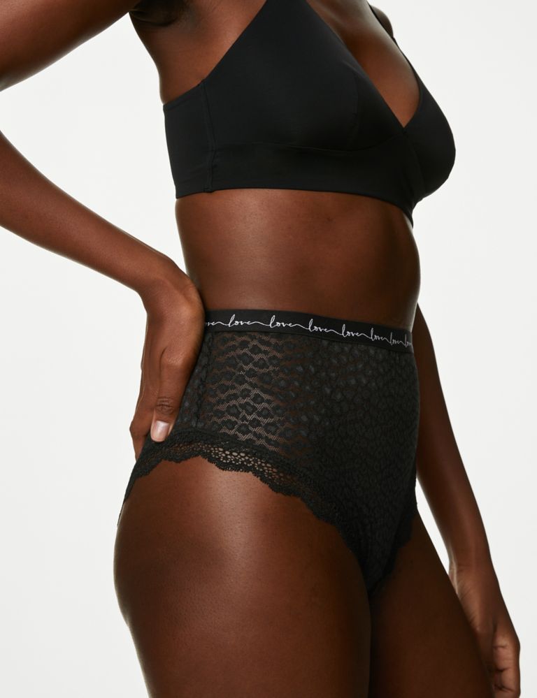 Monki Oma lace high waist knickers in black